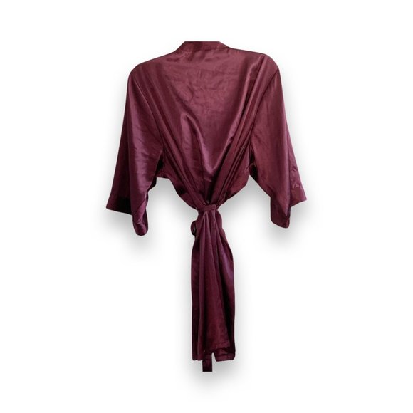 ROBE BUNDLE Burgundy Maroon Silk Bridesmaids Robes Pack of 3 - Picture 4 of 7